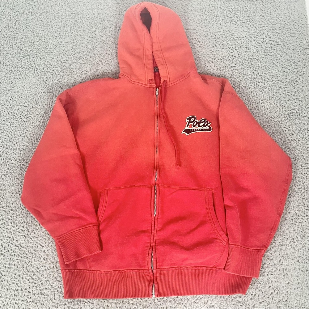 Polo Ralph Lauren Hoodie Sweatshirt Mens XLT Tall Red Full Zip Polo Football